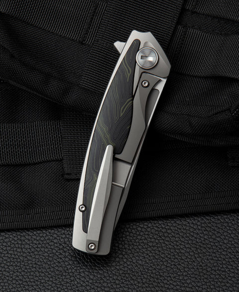 BESTECH PREDATOR BT1706F 3.54" CPM-S35VN Blade Titanium+Black Green G10 onlayed Handle