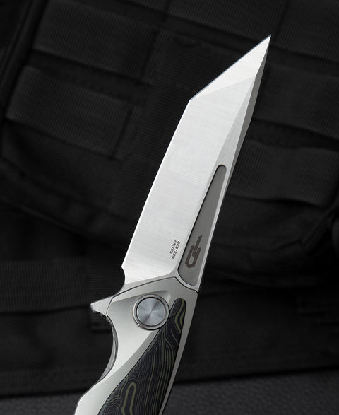 BESTECH PREDATOR BT1706F 3.54" CPM-S35VN Blade Titanium+Black Green G10 onlayed Handle