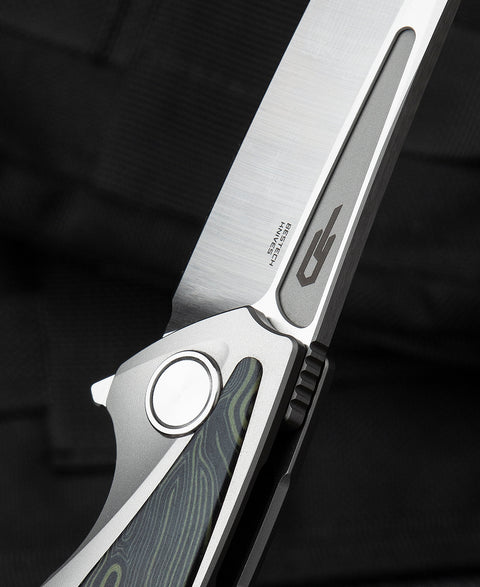 BESTECH PREDATOR BT1706F 3.54" CPM-S35VN Blade Titanium+Black Green G10 onlayed Handle