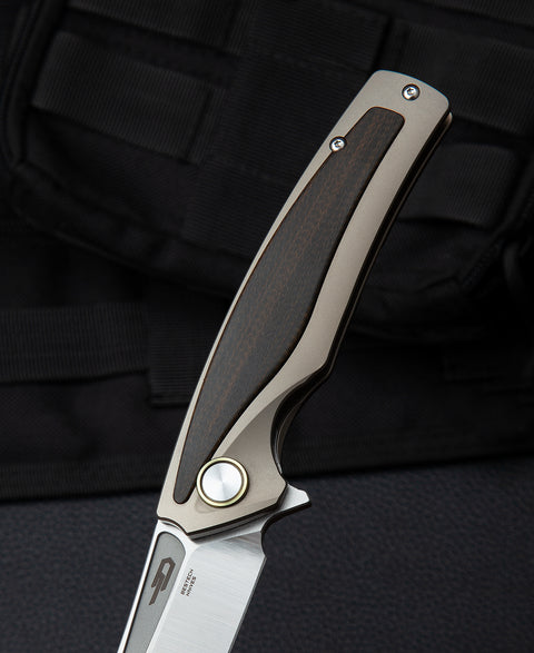 BESTECH PREDATOR BT1706G 3.54" CPM-S35VN Blade Titanium+Orange Carbon fiber onlayed Handle