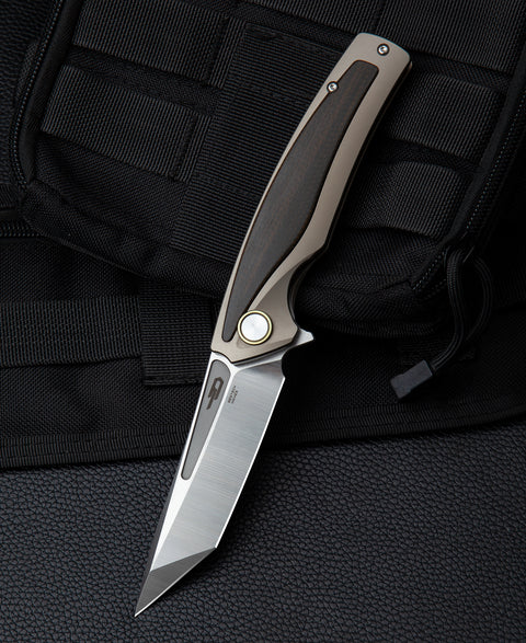 BESTECH PREDATOR BT1706G 3.54" CPM-S35VN Blade Titanium+Orange Carbon fiber onlayed Handle