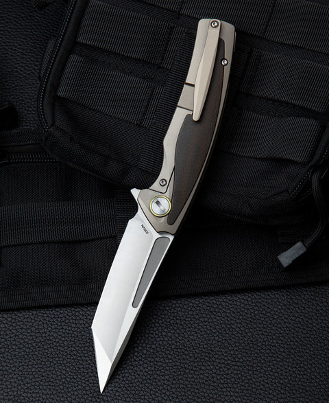 BESTECH PREDATOR BT1706G 3.54" CPM-S35VN Blade Titanium+Orange Carbon fiber onlayed Handle
