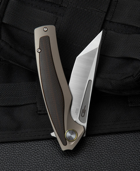BESTECH PREDATOR BT1706G 3.54" CPM-S35VN Blade Titanium+Orange Carbon fiber onlayed Handle