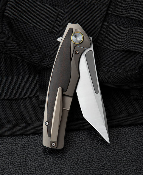 BESTECH PREDATOR BT1706G 3.54" CPM-S35VN Blade Titanium+Orange Carbon fiber onlayed Handle