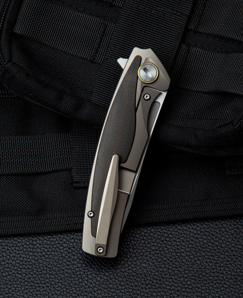 BESTECH PREDATOR BT1706G 3.54" CPM-S35VN Blade Titanium+Orange Carbon fiber onlayed Handle