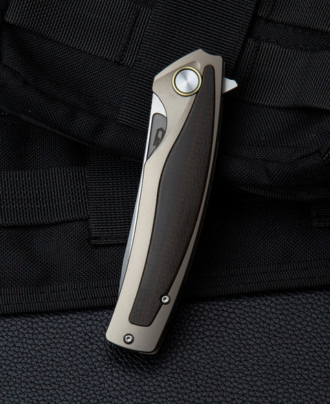 BESTECH PREDATOR BT1706G 3.54" CPM-S35VN Blade Titanium+Orange Carbon fiber onlayed Handle