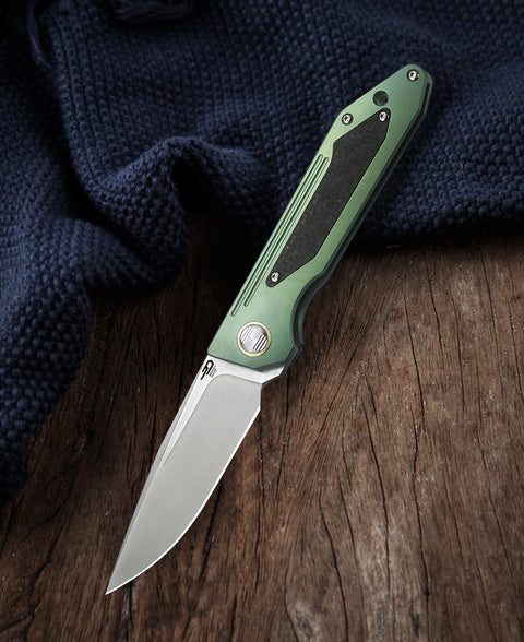BESTECH SHINKANSEN BT1803B 3.54" CPM-S35VN Blade 6AL4V Titanium with carbon fiber inlayed Handle