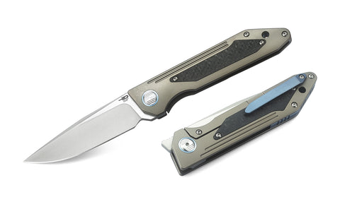 BESTECH SHINKANSEN BT1803D 3.54" CPM-S35VN Blade 6AL4V Titanium with carbon fiber inlayed Handle
