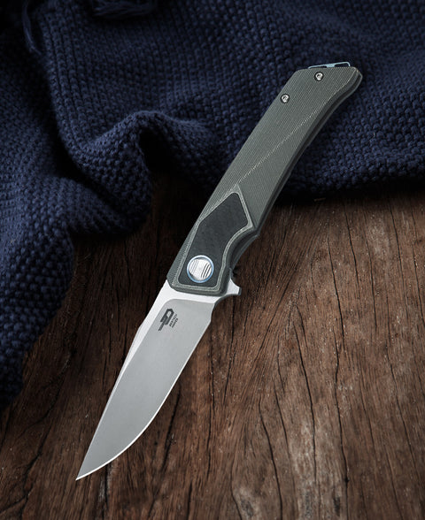 BESTECH SKY HAWK BT1804A Titanium+Carbon Fiber inlayed Handle: 3.58" CPM-S35VN Blade
