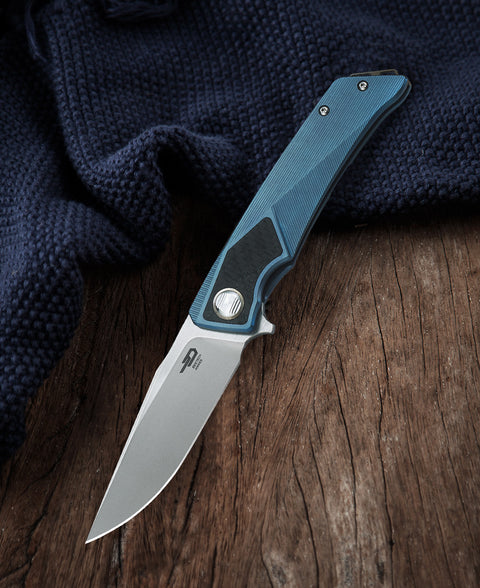 BESTECH SKY HAWK BT1804C Titanium+Carbon Fiber inlayed Handle: 3.58" CPM-S35VN Blade