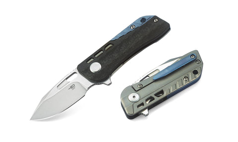 BESTECH Engine (Droppoint) BT1805A Titanium+Carbon Fiber Handle: 2.24" CPM-S35VN Blade