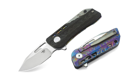 BESTECH Engine (Droppoint) BT1805D Titanium+Carbon Fiber Handle: 2.24" CPM-S35VN Blade
