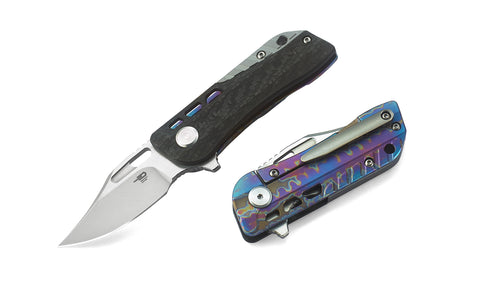 BESTECH Engine (Bowie) BT1806D Titanium+Carbon Fiber Handle: 2.24" CPM-S35VN Blade