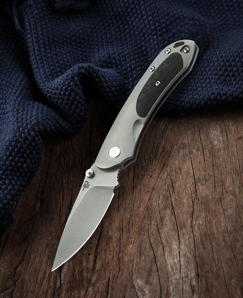 BESTECH JUNZI BT1809A Titanium+Carbon Fiber inlayed Handle: 2.76" CPM-S35VN Blade
