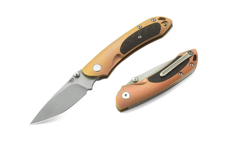 BESTECH JUNZI BT1809B Titanium+Carbon Fiber inlayed Handle: 2.76" CPM-S35VN Blade