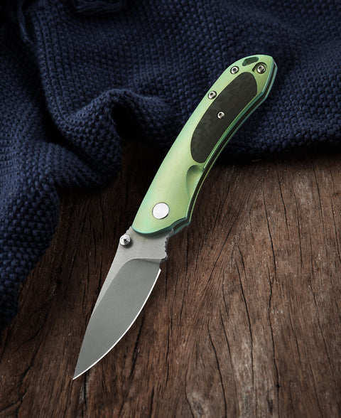 BESTECH JUNZI BT1809C Titanium+Carbon Fiber inlayed Handle: 2.76" CPM-S35VN Blade