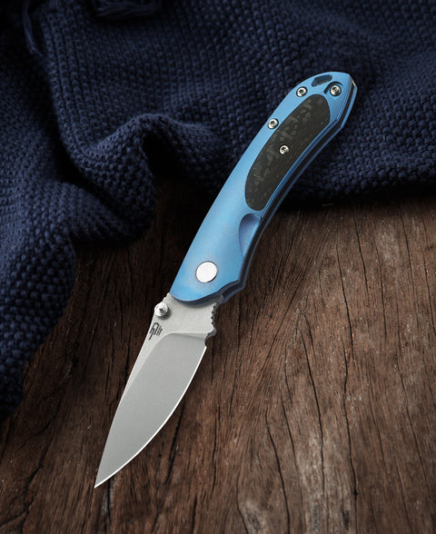 BESTECH JUNZI BT1809D Titanium+Carbon Fiber inlayed Handle: 2.76" CPM-S35VN Blade