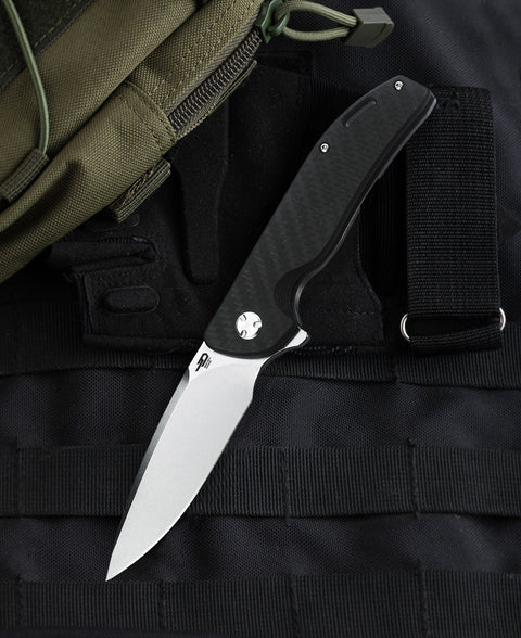 BESTECH BISON BT1904A-1 Titanium and Carbon Fiber Handle: 3.54" D2 Blade