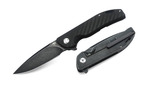 BESTECH BISON BT1904A-2 Titanium and Carbon Fiber Handle: 3.54" D2 Blade