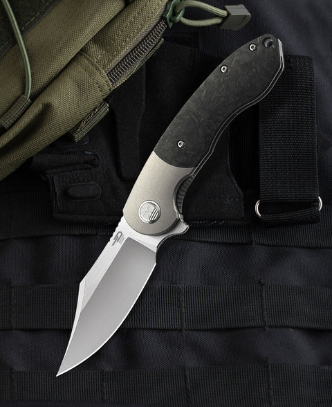 BESTECH BOWIETIE BT1906A Titanium+Carbon Fiber Inlay Handle: 3.54" M390 Blade