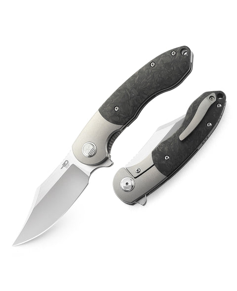 BESTECH BOWIETIE BT1906A Titanium+Carbon Fiber Inlay Handle: 3.54" M390 Blade