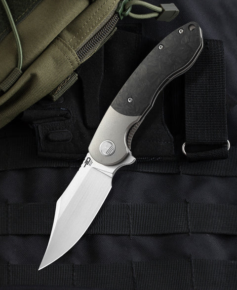 BESTECH BOWIETIE BT1906B Titanium+Carbon Fiber Inlay Handle: 3.54" M390 Blade