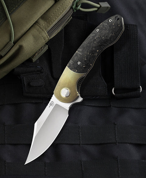BESTECH BOWIETIE BT1906C Titanium+Carbon Fiber Inlay Handle: 3.54" M390 Blade
