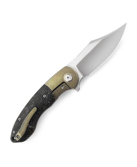 BESTECH BOWIETIE BT1906C Titanium+Carbon Fiber Inlay Handle: 3.54" M390 Blade