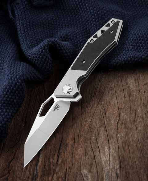 BESTECH FRACTAL BT1907A Titanium+Carbon Fiber Inlay Handle: 3.46" S35VN Blade