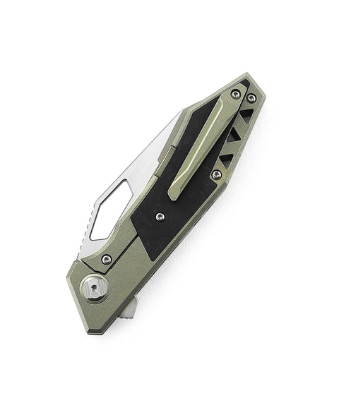 BESTECH FRACTAL BT1907B Titanium+Carbon Fiber Inlay Handle: 3.46" S35VN Blade