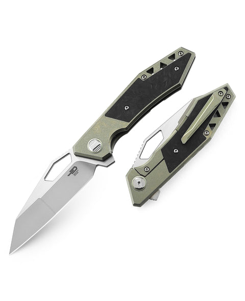 BESTECH FRACTAL BT1907B Titanium+Carbon Fiber Inlay Handle: 3.46" S35VN Blade