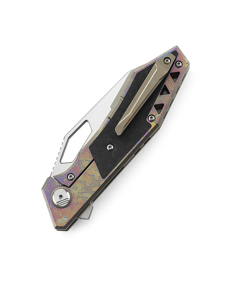 BESTECH FRACTAL BT1907C Titanium+Carbon Fiber Inlay Handle: 3.46" S35VN Blade