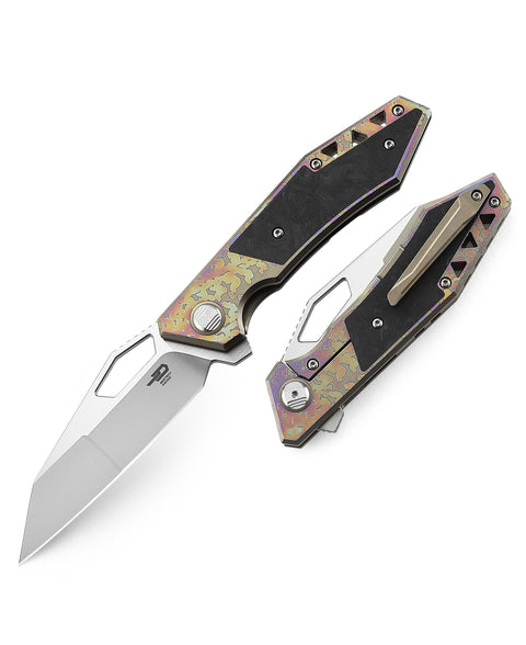 BESTECH FRACTAL BT1907C Titanium+Carbon Fiber Inlay Handle: 3.46" S35VN Blade
