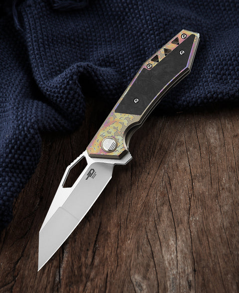 BESTECH FRACTAL BT1907C Titanium+Carbon Fiber Inlay Handle: 3.46" S35VN Blade
