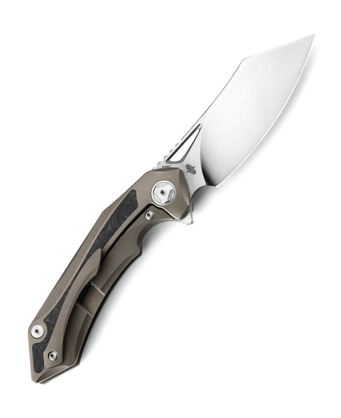 BESTECH KASTA BT1909C Titanium and Marble Carbon Fiber Inlay Handle: 3.46" M390 Blade