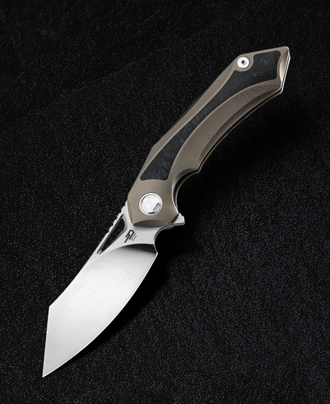 BESTECH KASTA BT1909C Titanium and Marble Carbon Fiber Inlay Handle: 3.46" M390 Blade