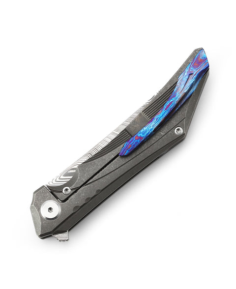 BESTECH KAMOZA BT1911D Titanium Handle: 3.62" Damascus Blade