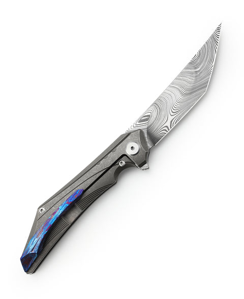 BESTECH KAMOZA BT1911D Titanium Handle: 3.62" Damascus Blade