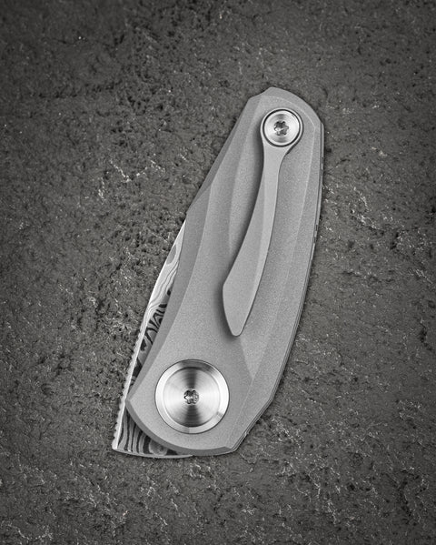 BESTECH TULIP BT1913F Titanium Handle: 1.34" Damasteel Blade