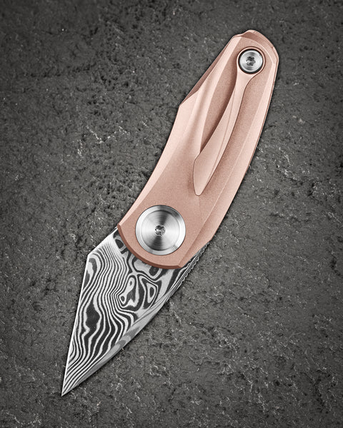 BESTECH TULIP BT1913I Titanium Handle: 1.34" Damasteel Blade