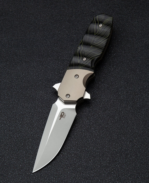BESTECH FREEFALL BT2007A Titanium+Black Green G10 Handle: 2.65" S35VN Blade