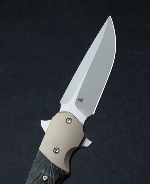 BESTECH FREEFALL BT2007A Titanium+Black Green G10 Handle: 2.65" S35VN Blade