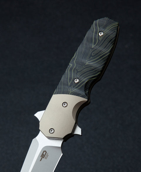 BESTECH FREEFALL BT2007A Titanium+Black Green G10 Handle: 2.65" S35VN Blade