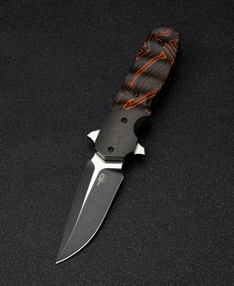 BESTECH FREEFALL BT2007B Titanium+Black Orange G10 Handle: 2.65" S35VN Blade