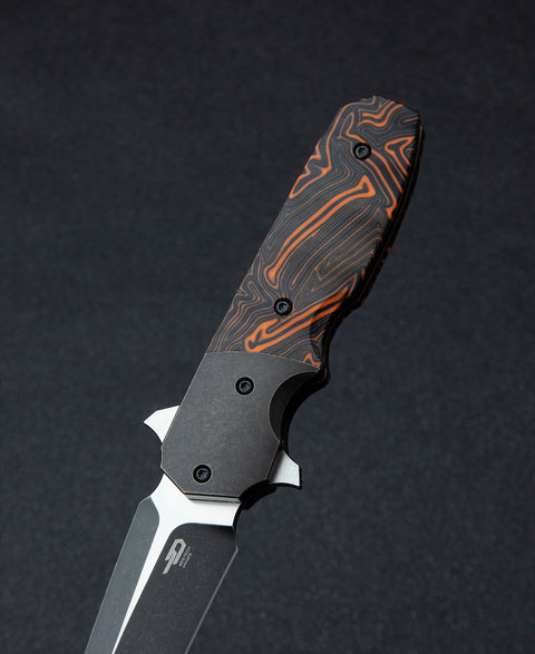 BESTECH FREEFALL BT2007B Titanium+Black Orange G10 Handle: 2.65" S35VN Blade