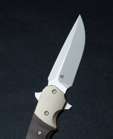 BESTECH FREEFALL BT2007C Titanium+Black Orange Carbon Fiber Handle: 2.65" S35VN Blade