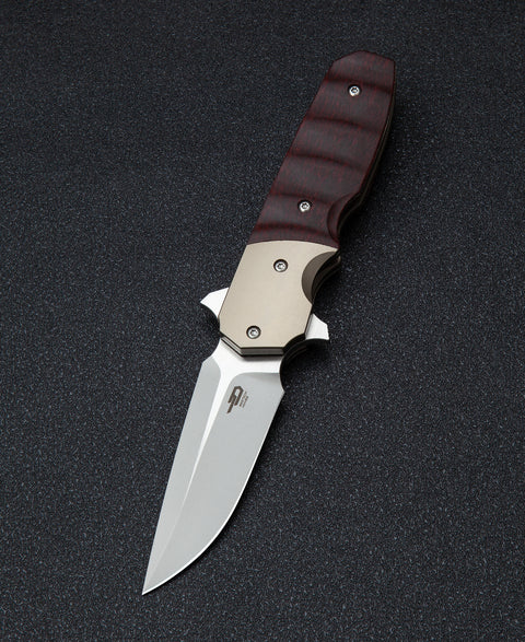 BESTECH FREEFALL BT2007D Titanium+Black Red Carbon Fiber Handle: 2.65" S35VN Blade