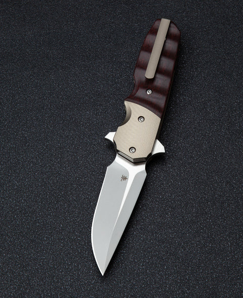 BESTECH FREEFALL BT2007D Titanium+Black Red Carbon Fiber Handle: 2.65" S35VN Blade