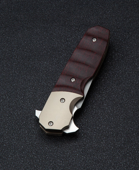 BESTECH FREEFALL BT2007D Titanium+Black Red Carbon Fiber Handle: 2.65" S35VN Blade