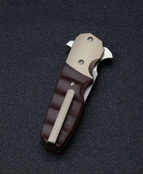 BESTECH FREEFALL BT2007D Titanium+Black Red Carbon Fiber Handle: 2.65" S35VN Blade
